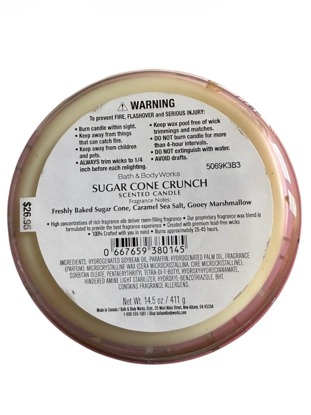 Bath & Body Works Sugar Cone Crunch Three Wick Candle